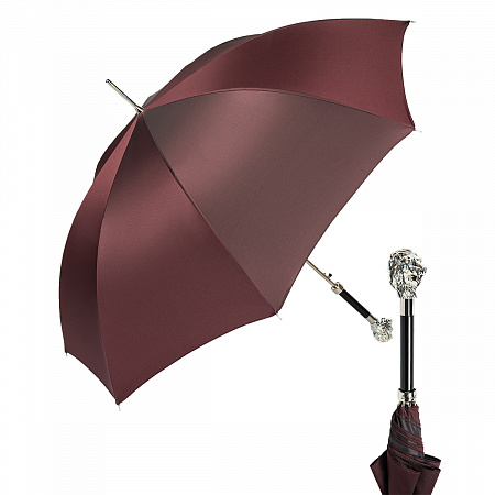 Зонт-трость Pasotti Leone Лев Silver Oxford Dark Bordo Женский, Мужской Бордо Полуавтомат
