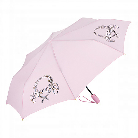 Зонт складной Moschino 8981-OCN Laurel logo Pink Женский Розовый Автомат, система Антиветер