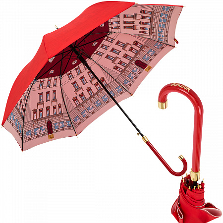 Зонт-трость Moschino 9177-63AUTOA Maison Moschino Multi Женский Красный, Бежевый Полуавтомат