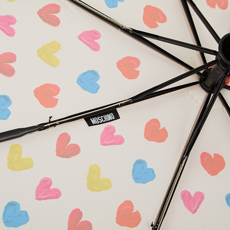Зонт складной Moschino 8957-OCI Painted hearts Beige Женский Бежевый Автомат, система Антиветер