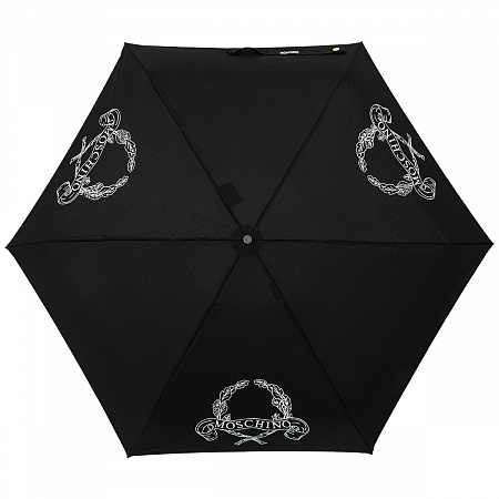Зонт складной Moschino 8981-superminiA Laurel logo Black Женский Черный Механический
