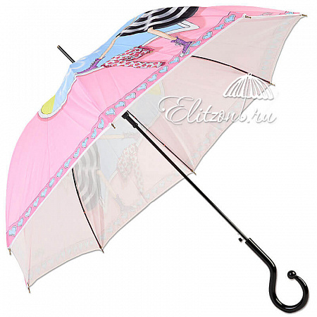 Зонт-трость Moschino 262-61AUTON Olivia enjoy life pink long Женский Розовый Полуавтомат