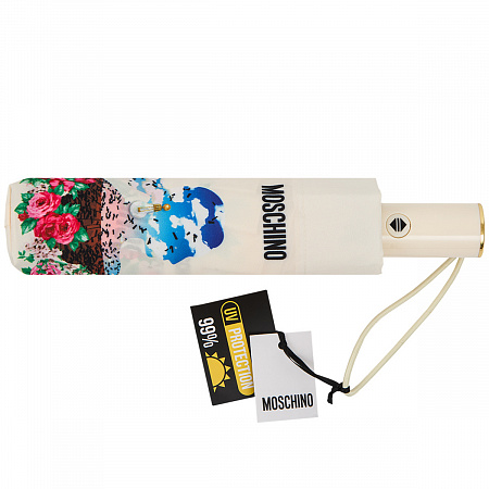 Зонт складной Moschino 9250-OCI Silhouette Cream Женский Разноцветный, Бежевый Автомат, система Антиветер