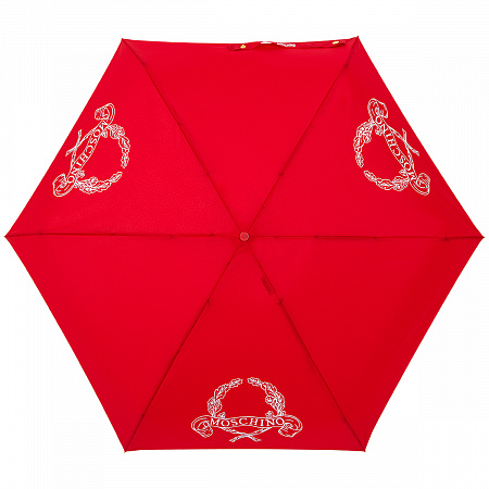 Зонт складной Moschino 8981-superminiC Laurel logo Red Женский Красный Механический
