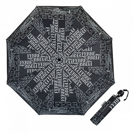 Зонт складной Ferre 6014-OC Logo Black and White Женский Черный, Белый Автомат, система Антиветер