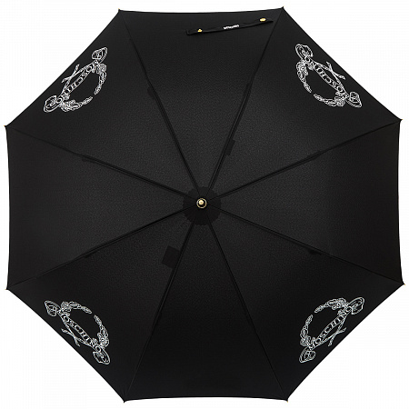 Зонт-трость Moschino 8981-63AUTOA Laurel logo Black Женский Черный Полуавтомат